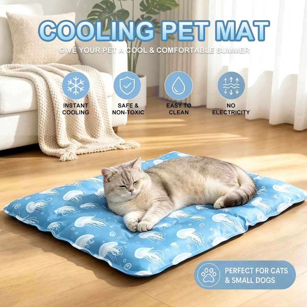Pet Cooling Mat, Multiple Sizes, Extra Thick Summer Pad for Dogs & Cats, Waterproof Bite-Resistant Non-Permeable Sleeping Mat