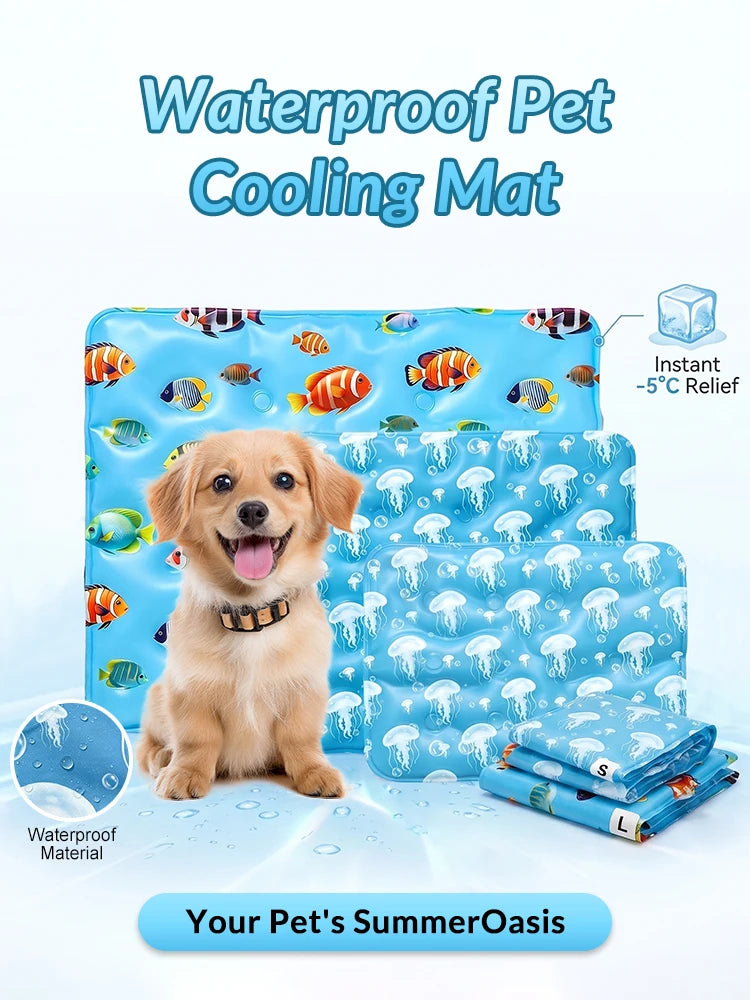 Pet Cooling Mat, Multiple Sizes, Extra Thick Summer Pad for Dogs & Cats, Waterproof Bite-Resistant Non-Permeable Sleeping Mat